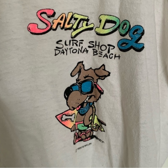 Vintage Tee Shirt Tank Top Salty Dog Surf Naked Adult Size Small Neon 1980 - Picture 2 of 9